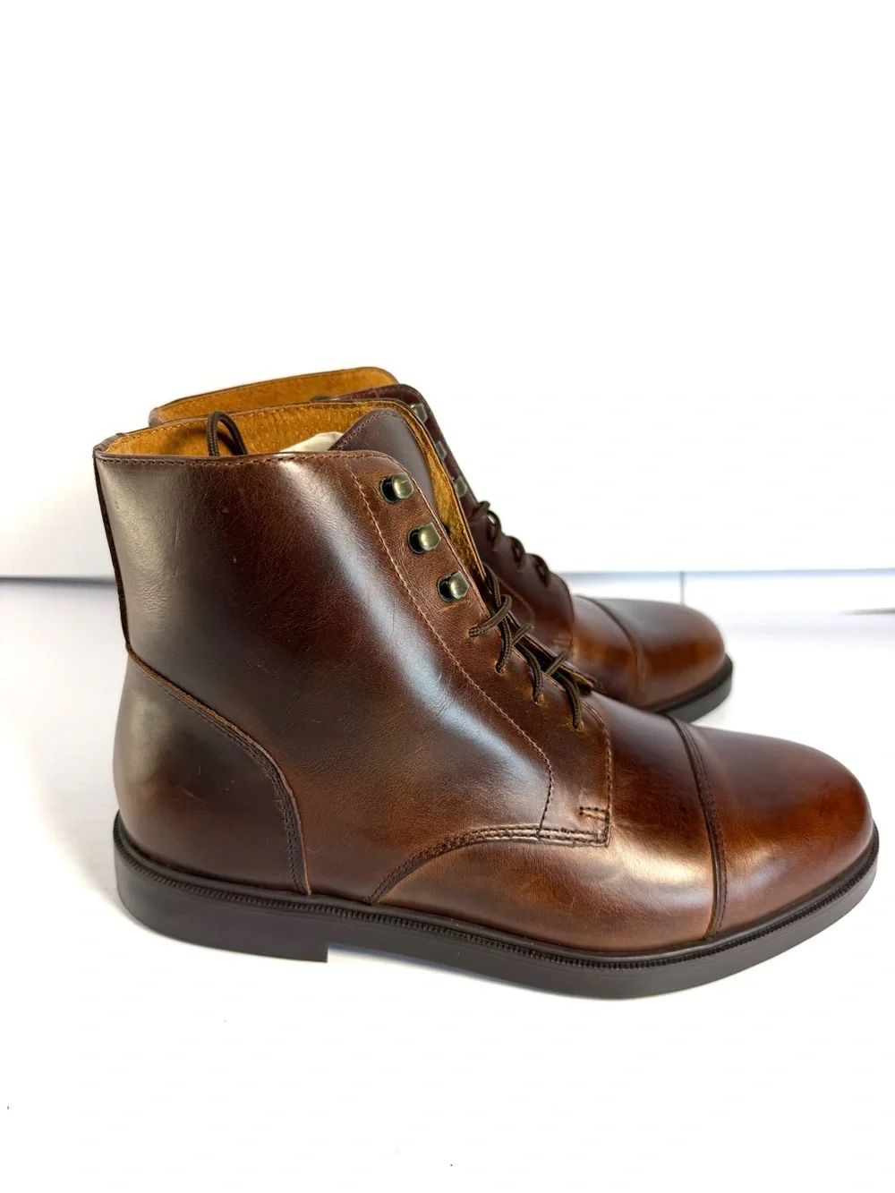 Thornton Bay Men's Brown Leather Cap-Toe Lace-Up Boots